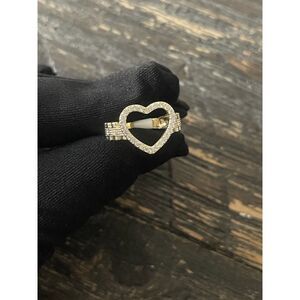 Beautiful Laminated Gold Open Hollow Heart CZ Ring